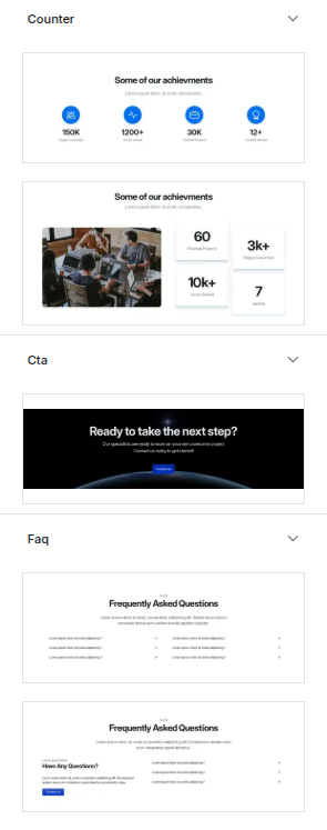 Page builder sections
